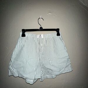 Striped Sage Green and White Shorts